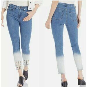 WILLIAM RAST Women's Ankle Skinny Jeans High Rise Ombre Grommet Stretch Size 30